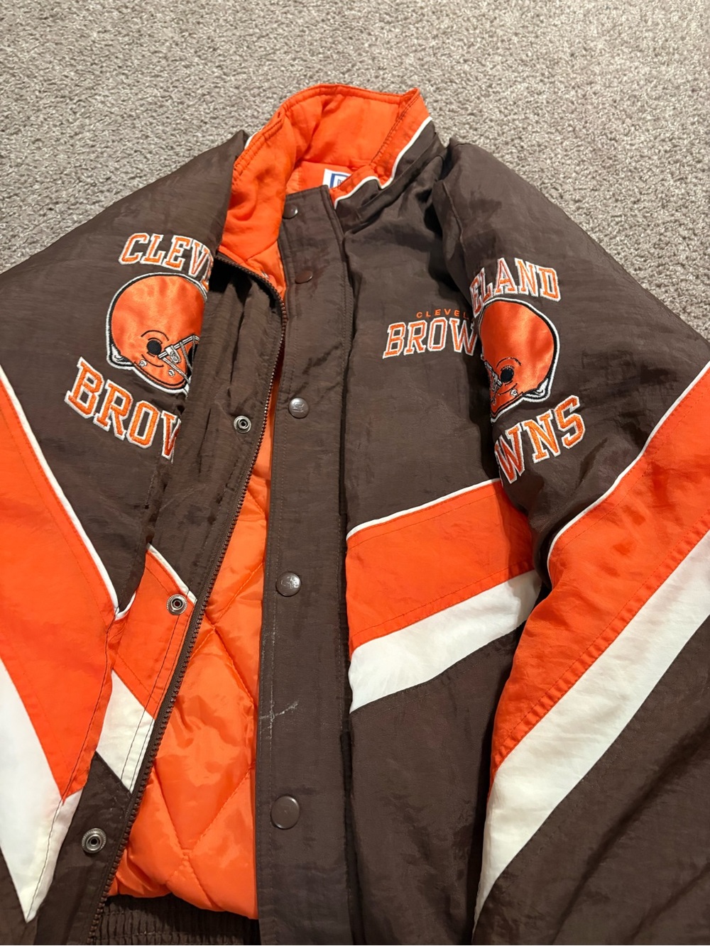 STARTER Cleveland Browns Brown & Orange Kids Puffer Jacket